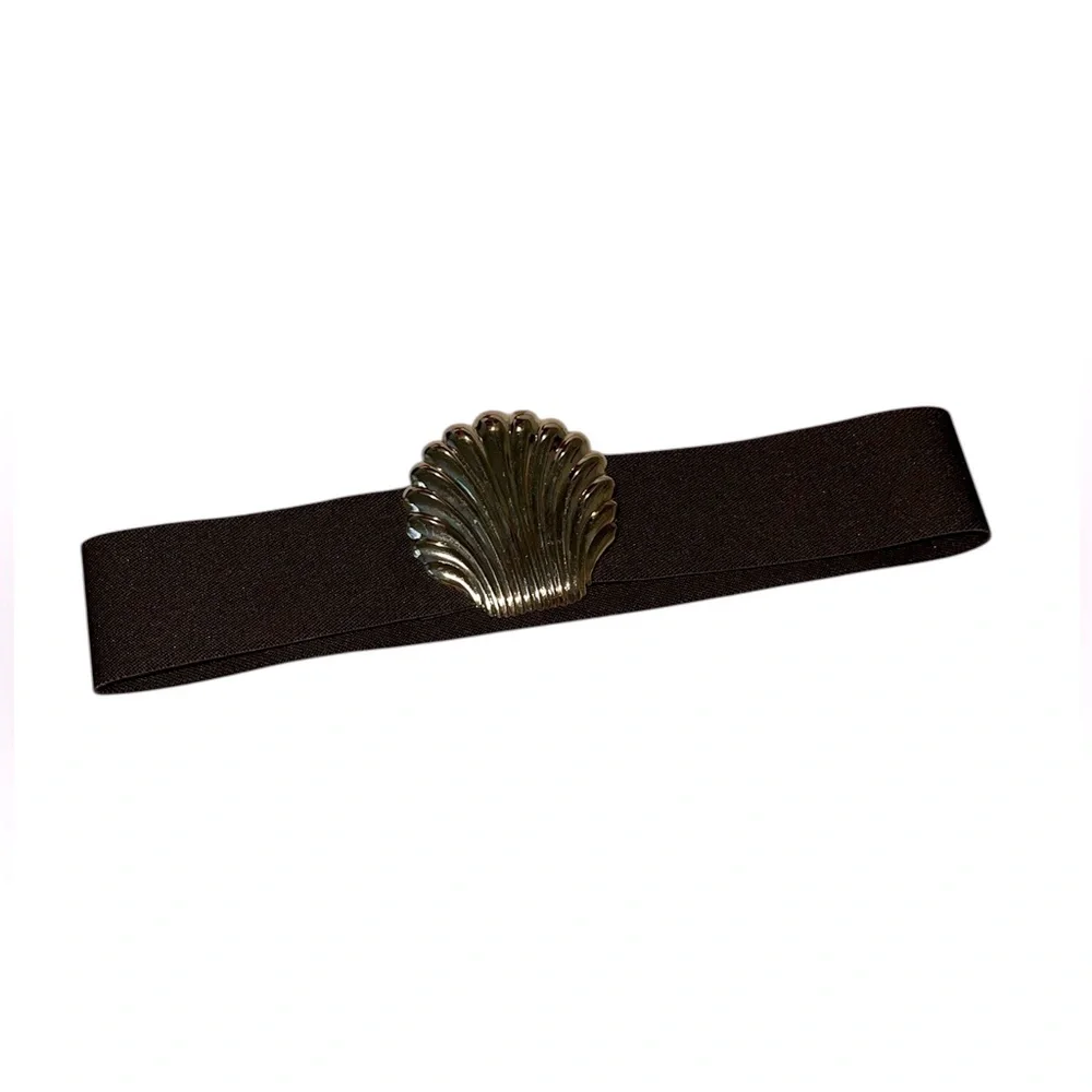 Vintage Metal Seashell Elastic Band Belt 90’s 80’s